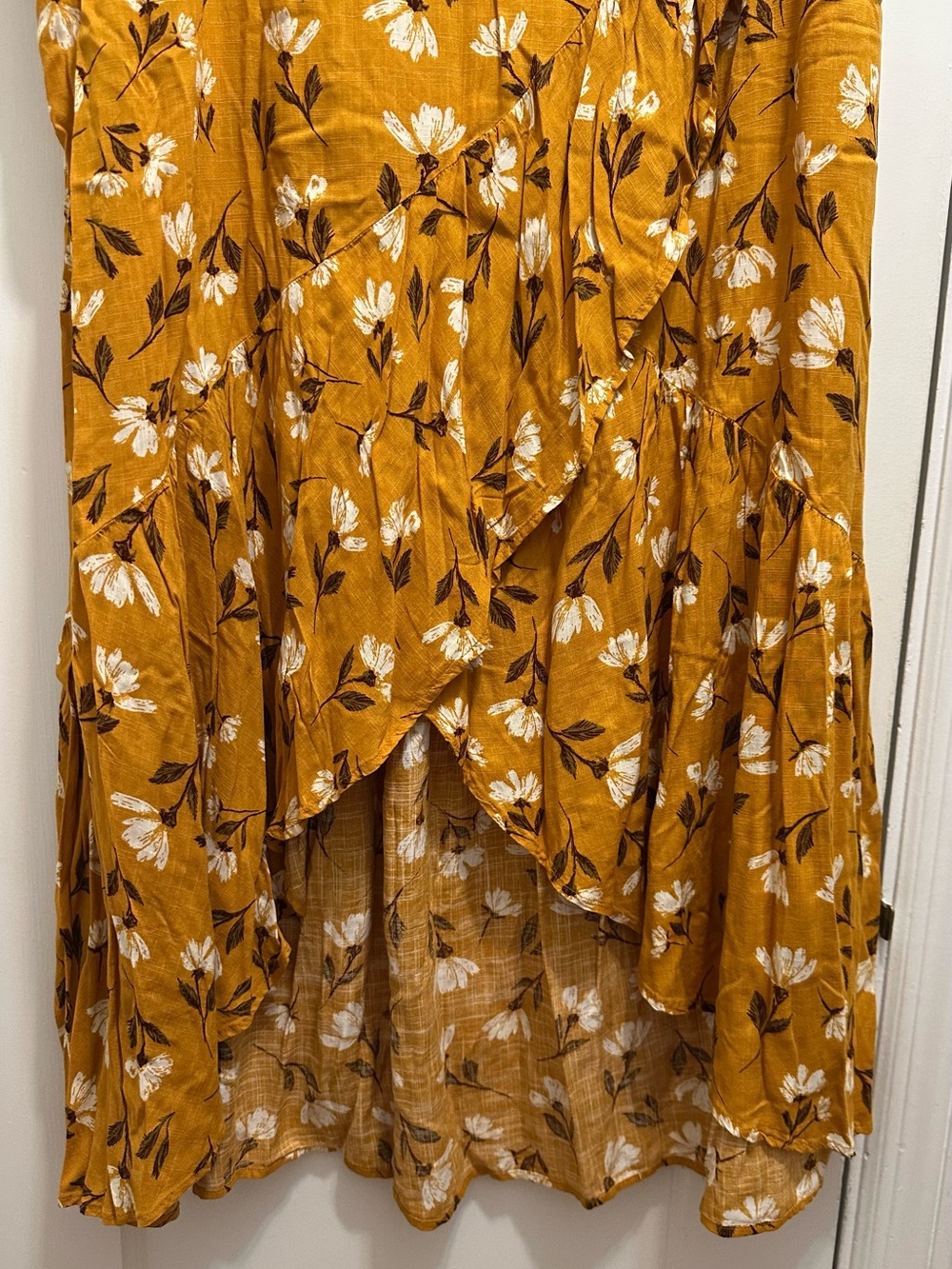 Sonoma: 1X Mustard Yellow Floral Tiered Maxi Skirt